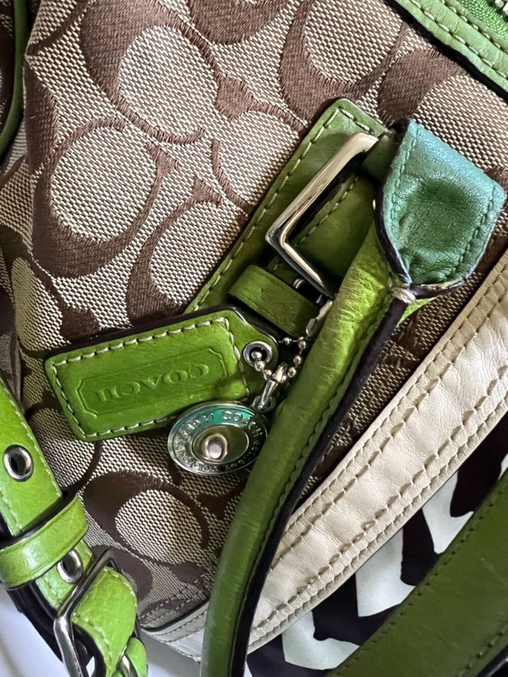 Coach Hampton Nancy Signature Zebra Satchel/Tote Bag - Picture 2 of 7